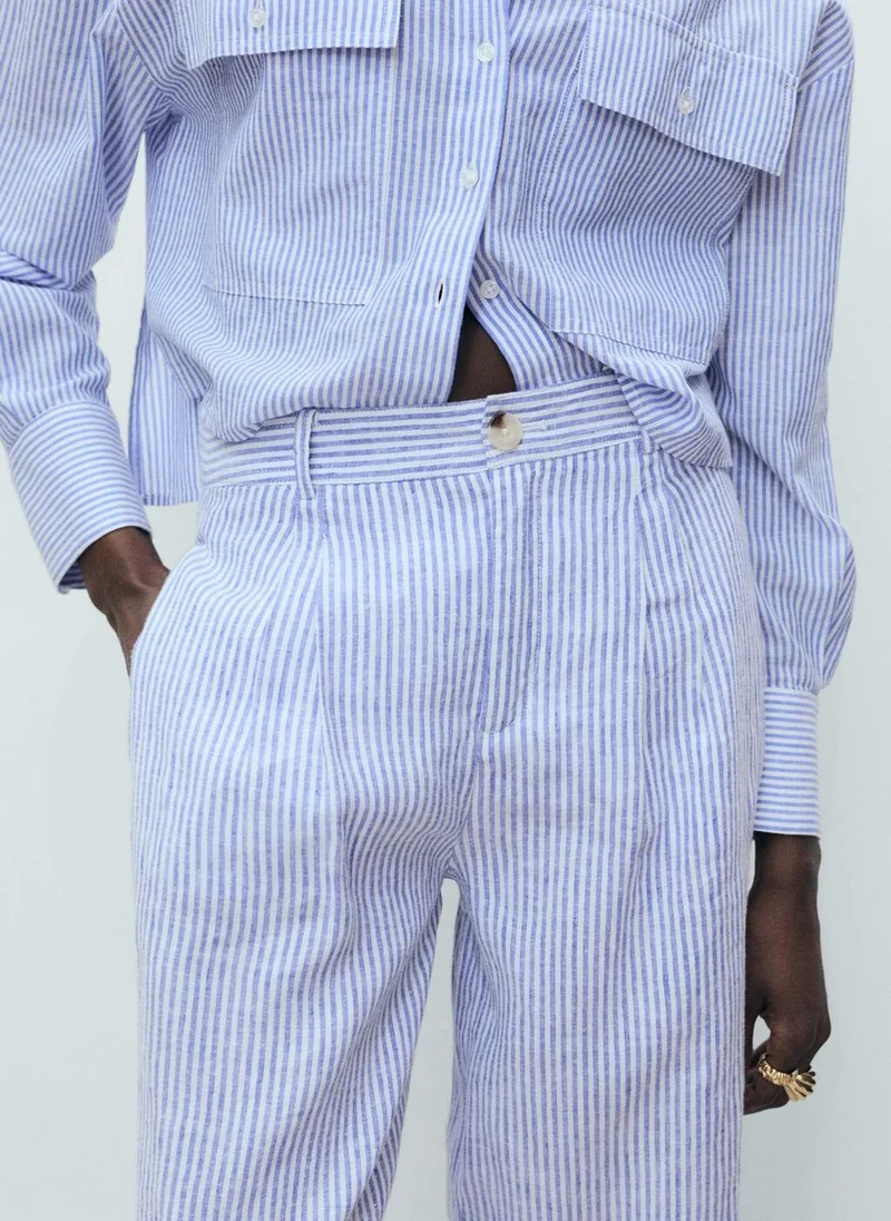 Mango  striped linen-blend pants for Women | Best Price UAE